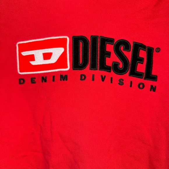 Diesel red embroidered patch pullover hoodie size medium - Picture 4 of 7